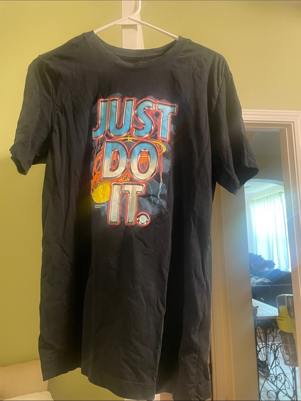 Nike Black Graphic 'Just Do It' Tee with Neon Print